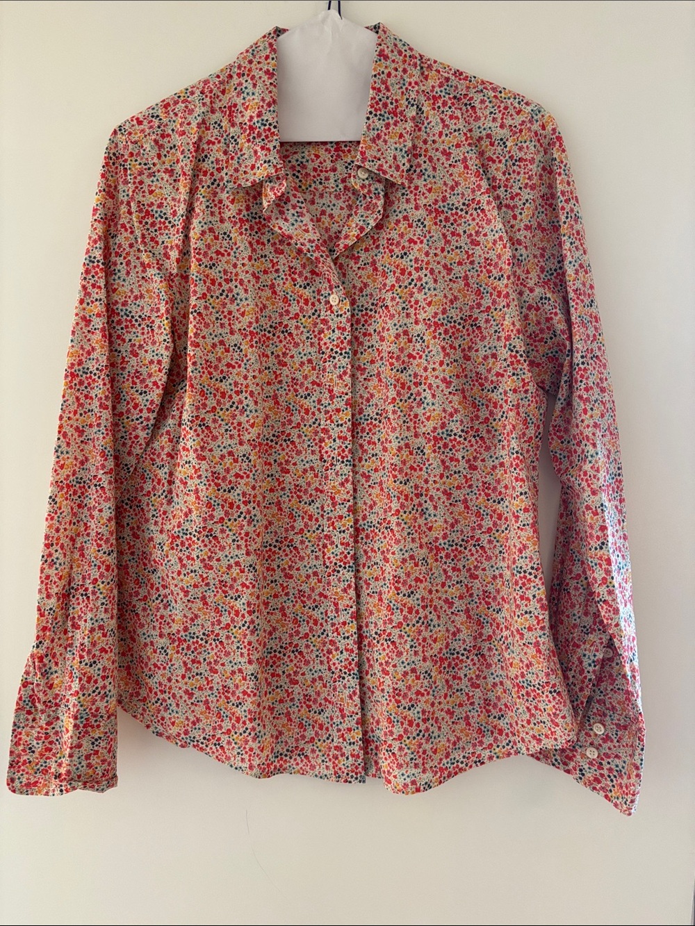 Women's J Crew Liberty Floral Button-Up Shirt in Red Pink